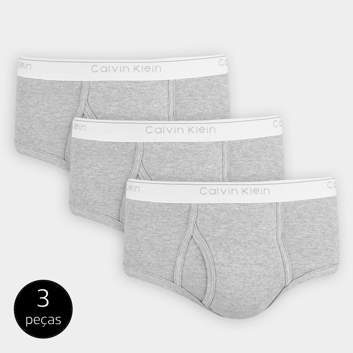 Kit de Cuecas Slip Calvin Klein Básica 3 Peças - Mescla Menor preço em Kit de Cuecas Slip Calvin Klein Básica 3 Peças - Mescla