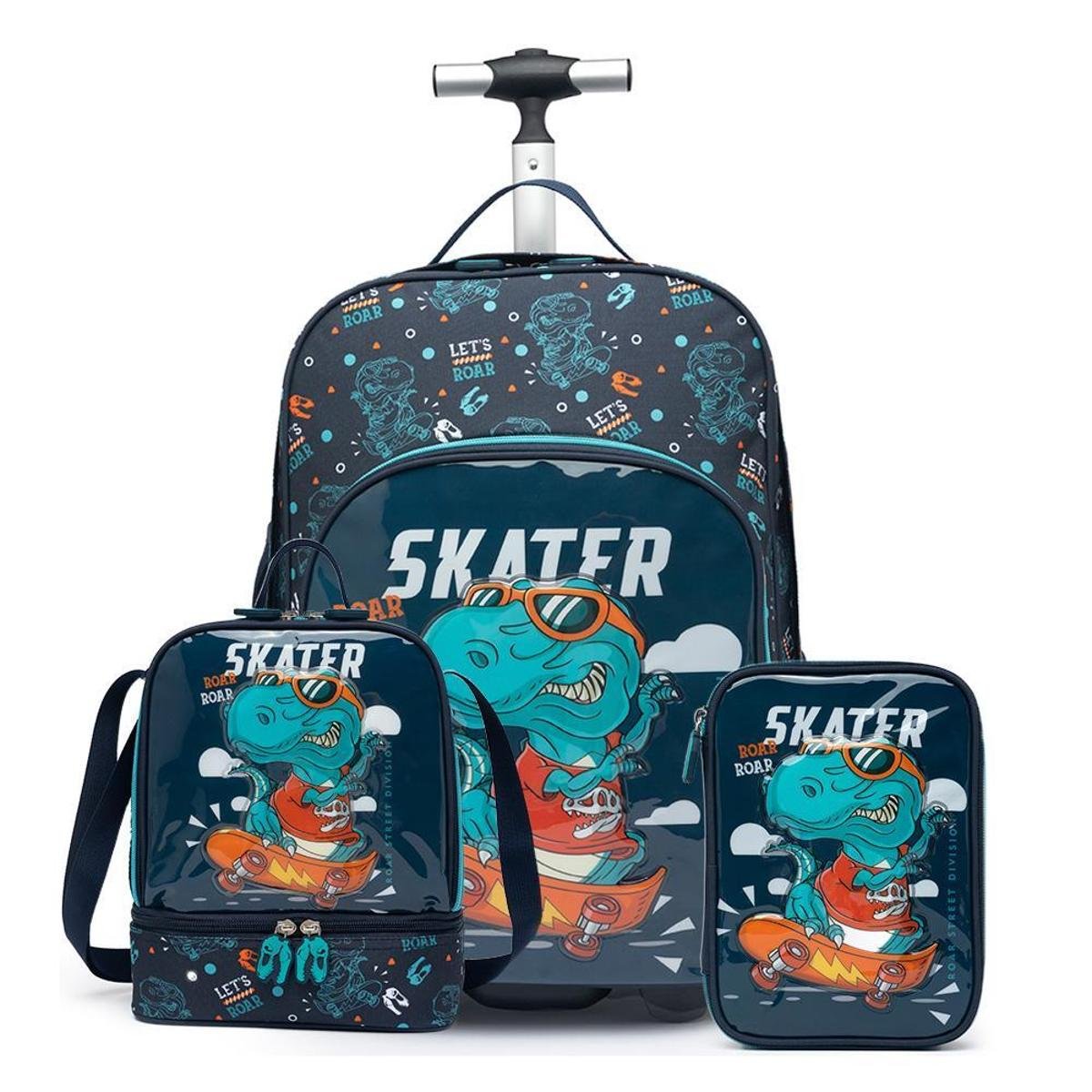 Kit de Mochila Escolar de Rodinha Dinossauro Infantil com Estojo e Lancheira é ruim? Kit de Mochila Escolar de Rodinha Dinossauro Infantil com Estojo e Lancheira é boa?
