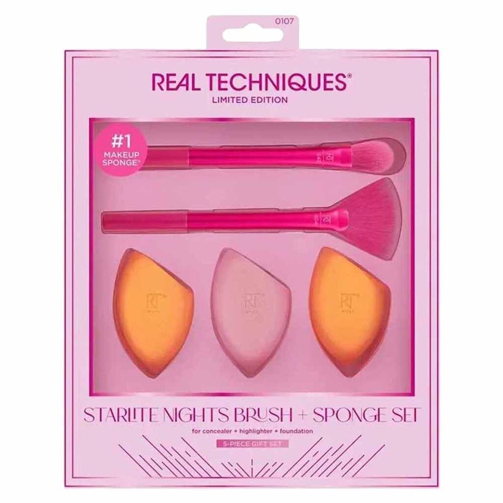 Kit de Pincéis e Esponja Real Techniques Starlite Nights Brush + Sponge Set - Edição Limitada Kit