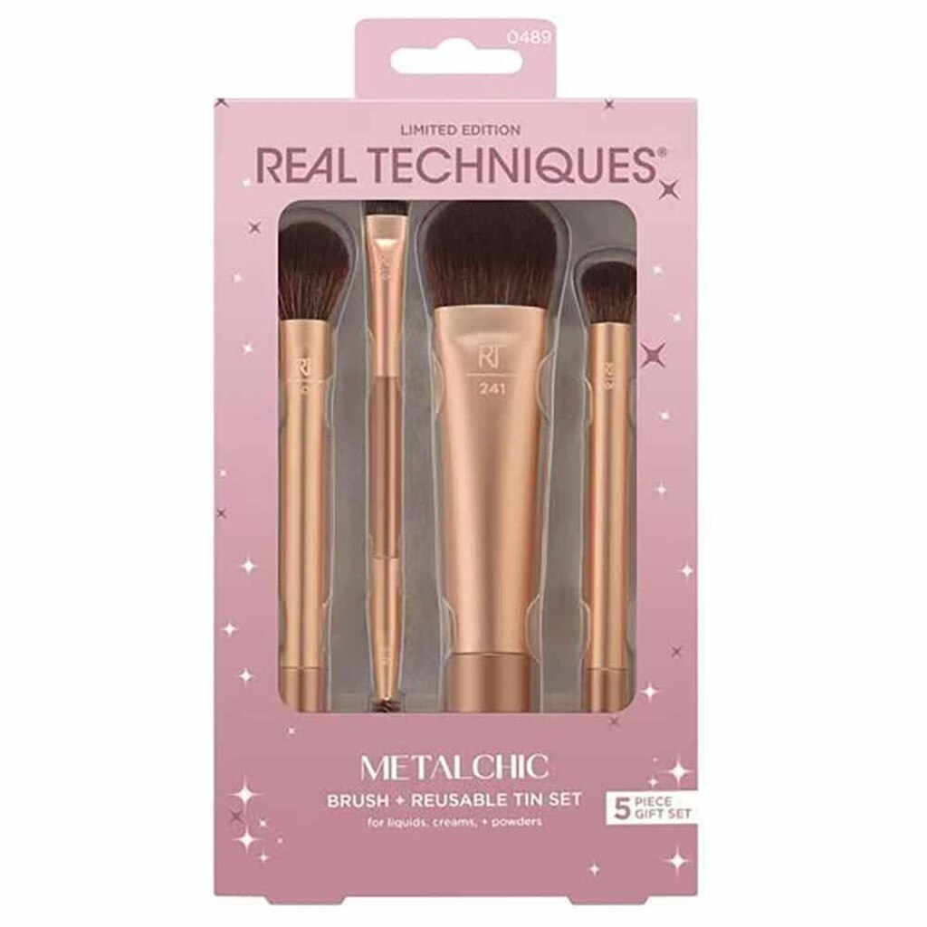Kit de Pincéis Real Techniques Metalchic com Pincéis e Estojo Reutilizável Kit