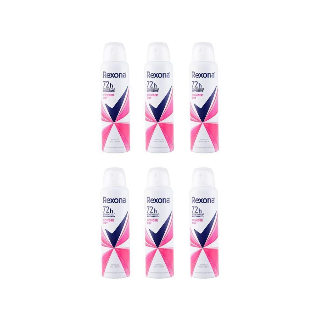 Kit Desodorante Antitranspirante Aerossol Rexona Feminino 72 Horas 150ml 6 Unidades