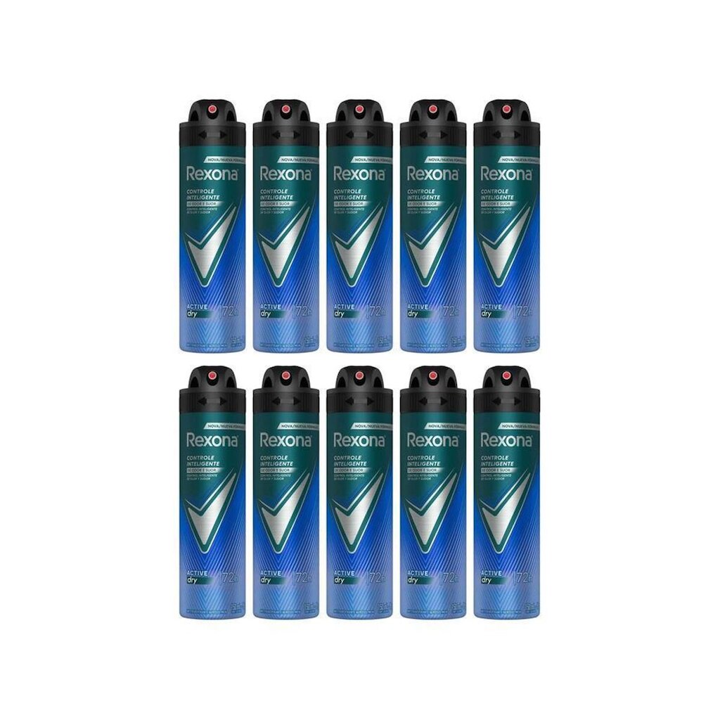 Kit Desodorante Antitranspirante Aerossol Rexona - Masculino Active Dry 72 horas 150ml 10 Unidades