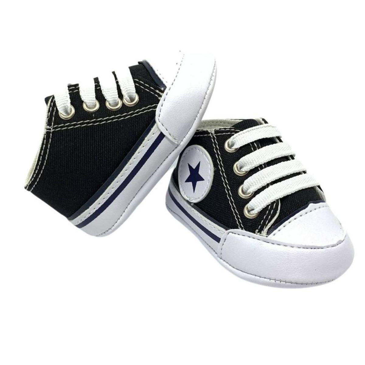 Kit Dois Sapatinho De Bebe All Star Cano Alto Preto E Um Rosa Menor preço em Kit Dois Sapatinho De Bebe All Star Cano Alto Preto E Um Rosa