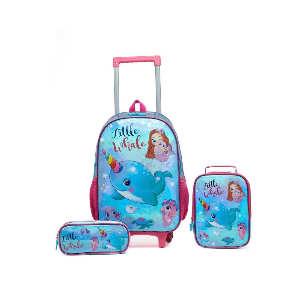 Kit Escolar Feminino Estojo Lancheira Reforçada