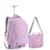 KIt Escolar Mochila Lancheira com Rodinha Feminina Matelassê - Lilás