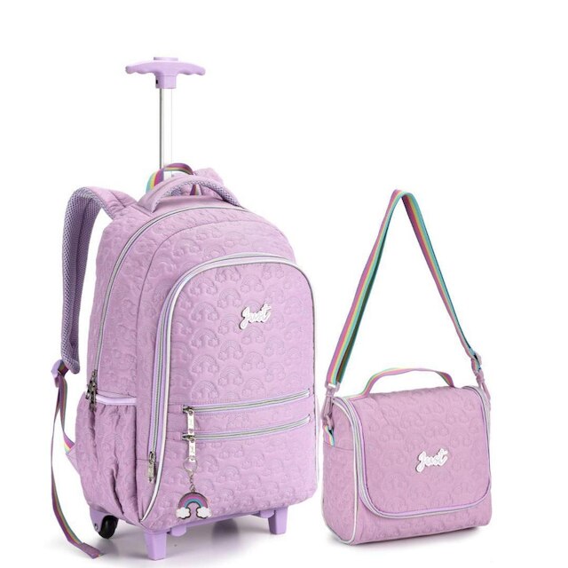 KIt Escolar Mochila Lancheira com Rodinha Feminina Matelassê