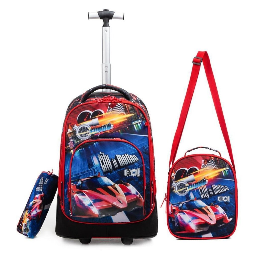 Kit Escolar Mochila Lancheira Estojo Menina Menino Rodinha 36 litros