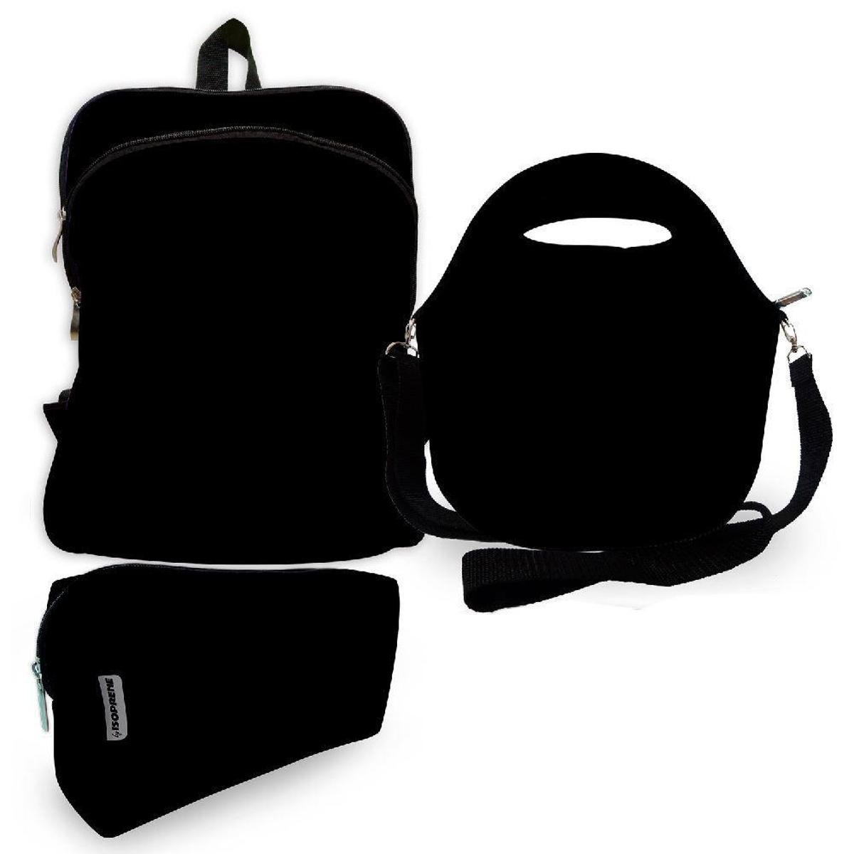 Kit Escolar Plus com Mochila Plus + Lancheira + Necessaire Plus - ISOPRENE - Preto Menor preço em Kit Escolar Plus com Mochila Plus + Lancheira + Necessaire Plus - ISOPRENE - Preto