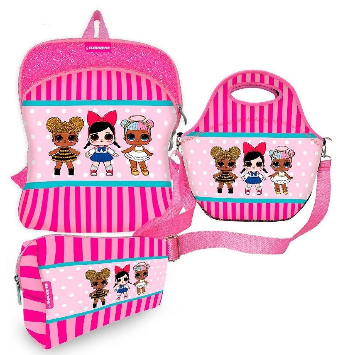 Kit Escolar Plus com Mochila Plus + Lancheira + Necessaire Plus - ISOPRENE - Trio Doll 4 Menor preço em Kit Escolar Plus com Mochila Plus + Lancheira + Necessaire Plus - ISOPRENE - Trio Doll 4