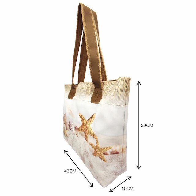 Kit Feminino Praia Estrela-do-Mar Areia Bolsa, Necessaire e Chinelo, Magicc Bolsas KIT-029