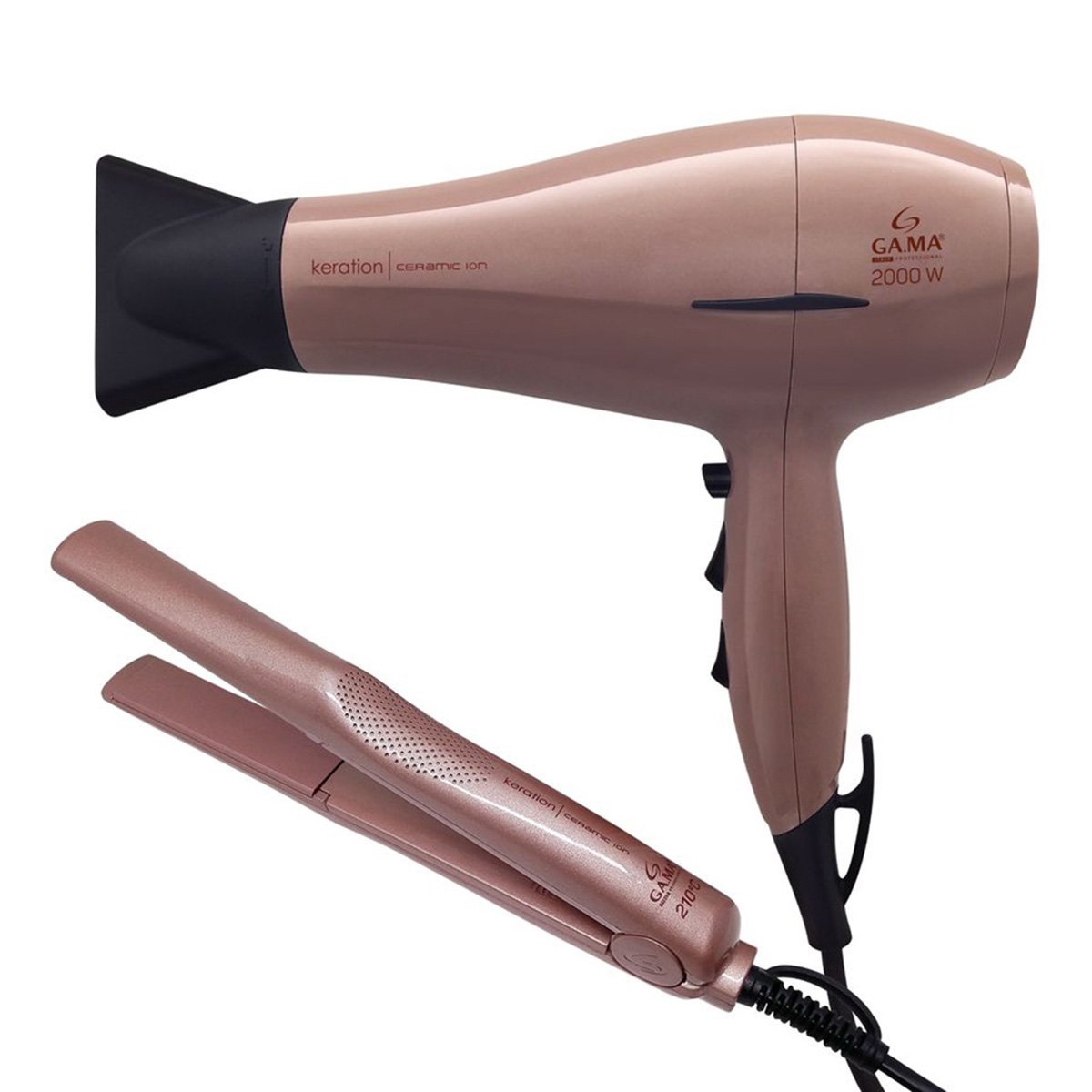 Kit Gama Keration Ceramic Ion Secador 127v e Prancha Bivolt - Incolor Menor preço em Kit Gama Keration Ceramic Ion Secador 127v e Prancha Bivolt - Incolor