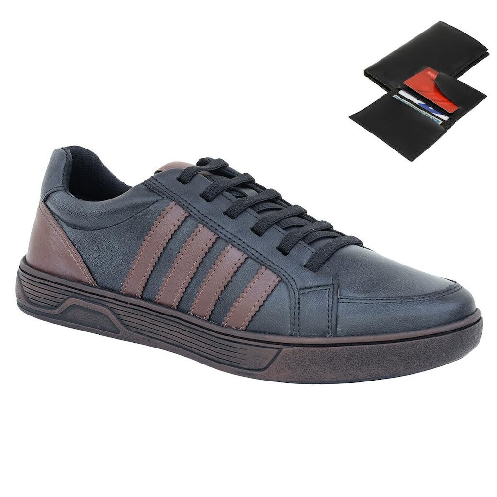 Kit Gmm Shoes Sapatênis Esportivo de Amarrar + Carteira Masculino