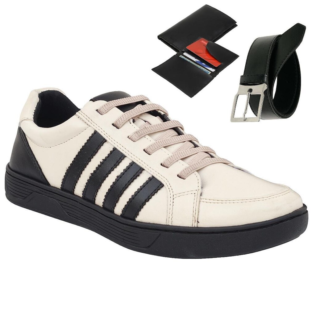 Kit Gmm Shoes Sapatênis Esportivo de Amarrar + Cinto + Carteira Masculino