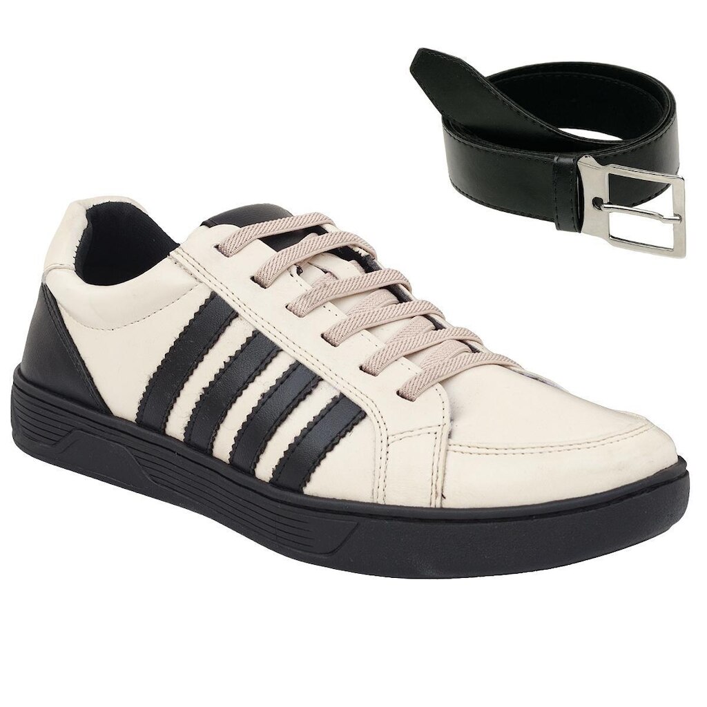 Kit Gmm Shoes Sapatênis Esportivo de Amarrar + Cinto Masculino