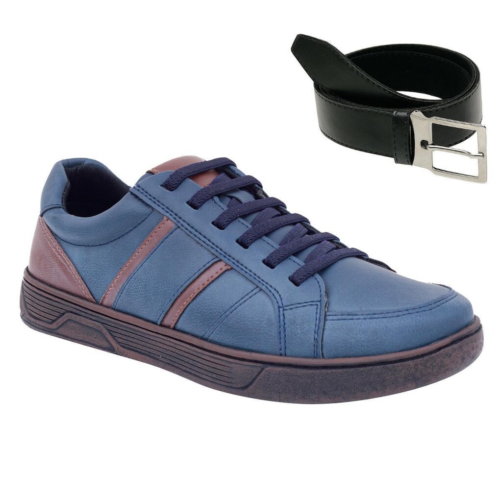 Kit Gmm Shoes Sapatênis Solado Ortopédico + Cinto Masculino