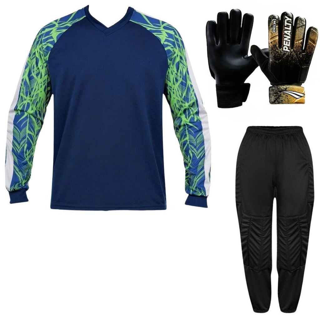 Kit Goleiro ADULTO Camisa Napoli Kanga + Calça TRB + Luva Penalty