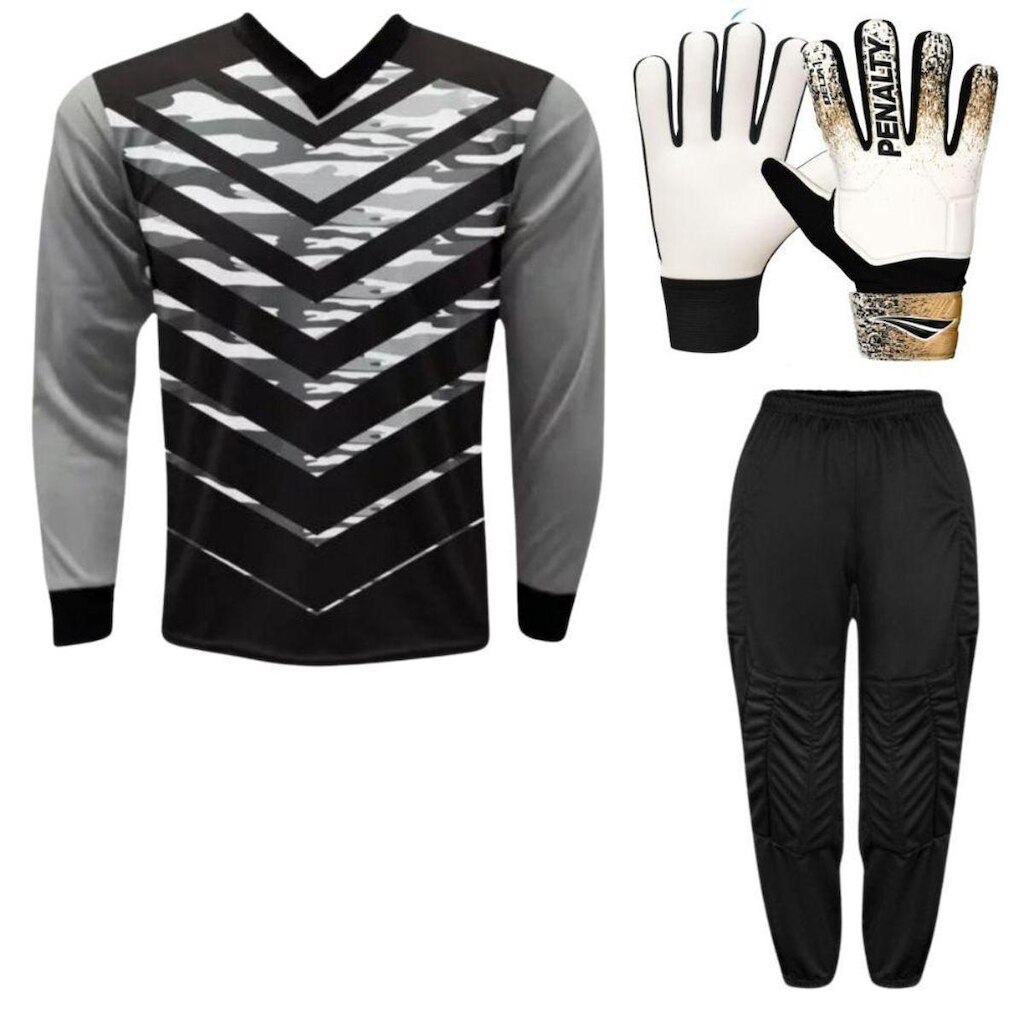 Kit Goleiro Camisa ADULTO Roma Kanga + Calça TRB + Luva Penalty