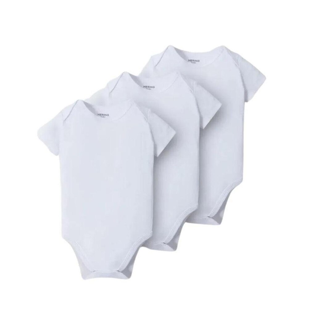 Kit Hering Com 3 Bodies Bebê Em Ribana Branco