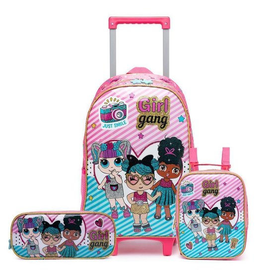 Kit Infantil Spector Mochila de Rodinhas Estojo Lancheira Escolar