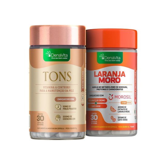 Kit Laranja moro com picolinato de cromo, Café Verde e Tons com Coenzima Q10 e Pinus Pinas