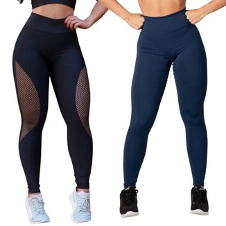 Kit Legging Arrastão + Legging Básica Academia