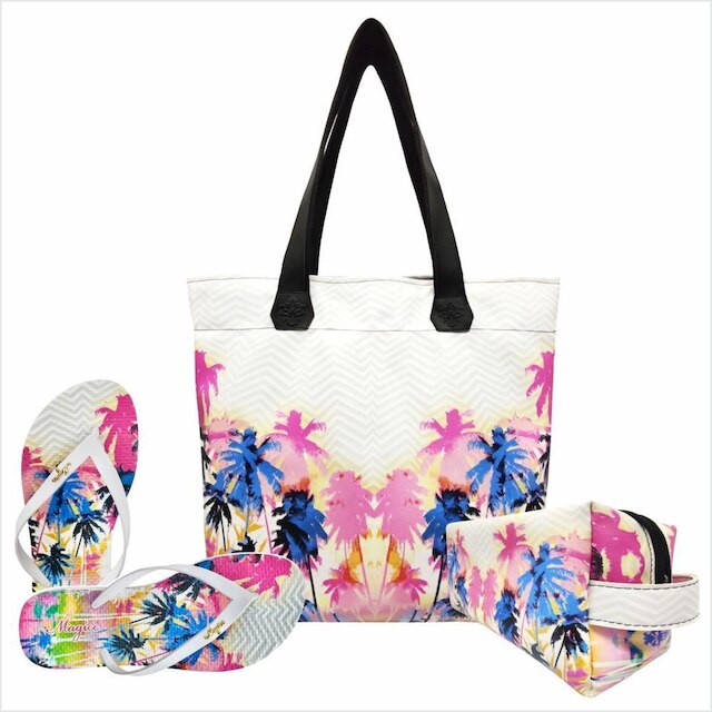 Kit Magicc Praia Bolsa + Necessaire + Chinelo Feminino