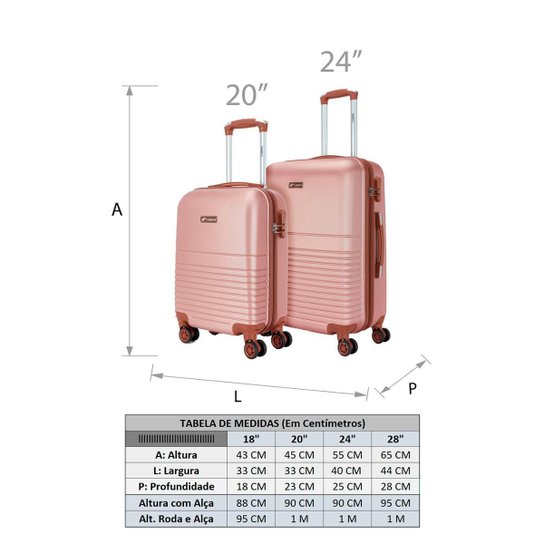 Kit Mala de Viagem 2 Moderna Reforçada Espaçosa Coban 50L