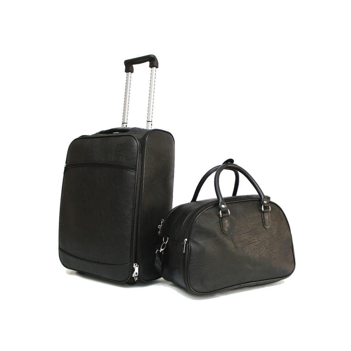 Kit Mala de Viagem de Bordo Quadrada Material Sintético Liso - Preto Menor preço em Kit Mala de Viagem de Bordo Quadrada Material Sintético Liso - Preto