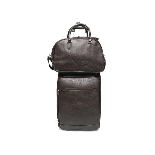 Kit Mala de Viagem de Bordo Quadrada Material Sintético Liso