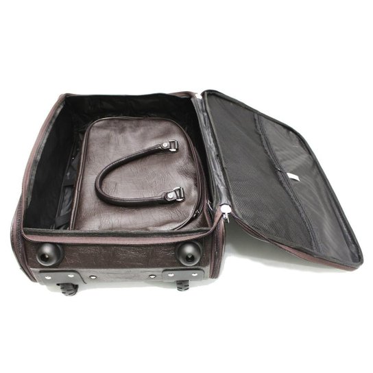 Kit Mala de Viagem de Bordo Quadrada Material Sintético Liso