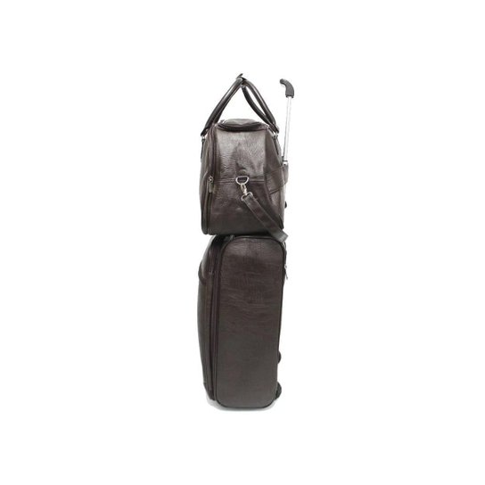 Kit Mala de Viagem de Bordo Quadrada Material Sintético Liso