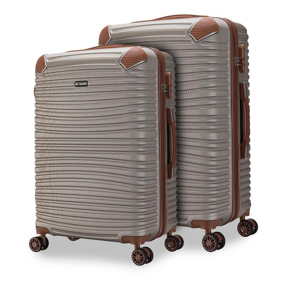 Kit Malas Viagem Resistentes Impermeável Abs com Rodas 360° Bordo Swissport - Bege Menor preço em Kit Malas Viagem Resistentes Impermeável Abs com Rodas 360° Bordo Swissport - Bege