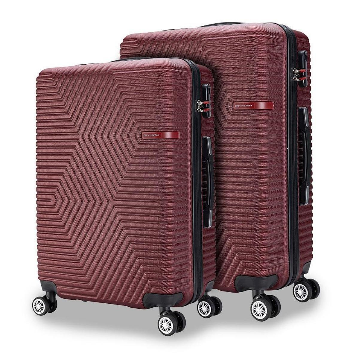 Kit Malas Viagem Resistentes Impermeável Abs com Rodas 360° Bordo Swissport - Vinho Menor preço em Kit Malas Viagem Resistentes Impermeável Abs com Rodas 360° Bordo Swissport - Vinho