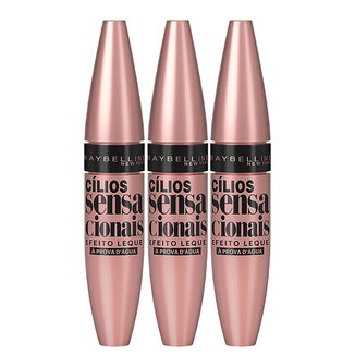 Kit Maybelline 3 Máscaras de Cílios - Cílios Sensacionais À Prova D'Água