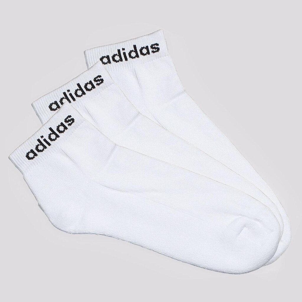 Kit Meia Adidas 3 Pares Logo Linear Branca e Preta