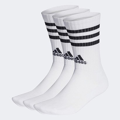 Kit Meia Adidas Cano Alto 3 Listras c/ 3 Pares - Unissex