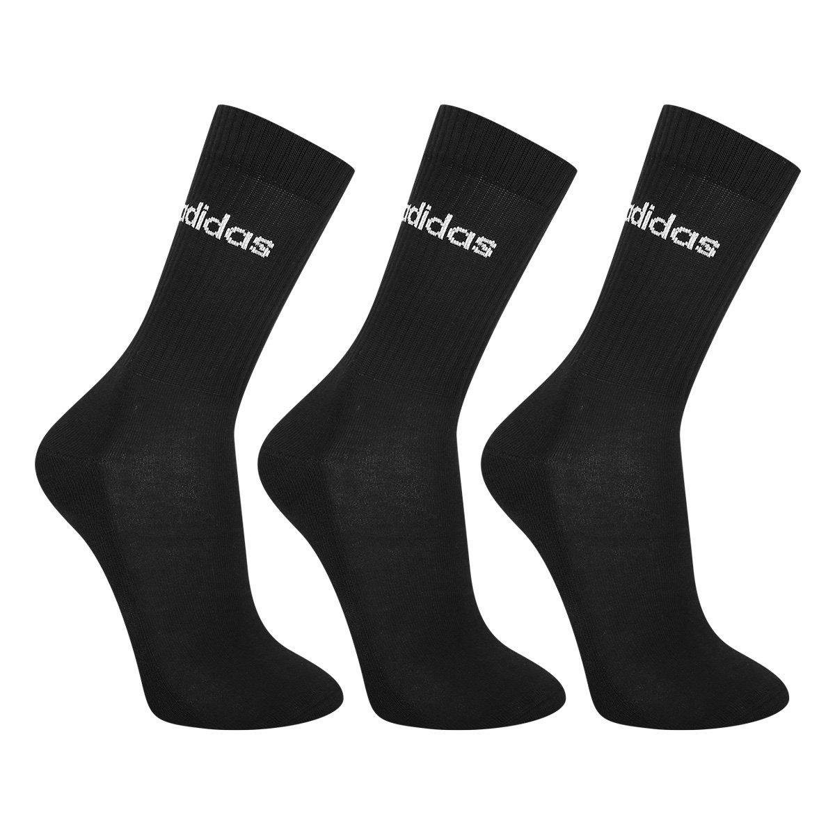 Kit Meia Adidas Cano Alto Com 3 Pares Menor preço em Kit Meia Adidas Cano Alto Com 3 Pares