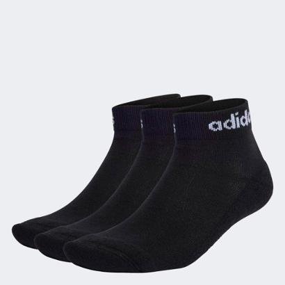 Kit Meia Adidas Cano Baixo Logo Linear c/ 3 Pares - Unissex