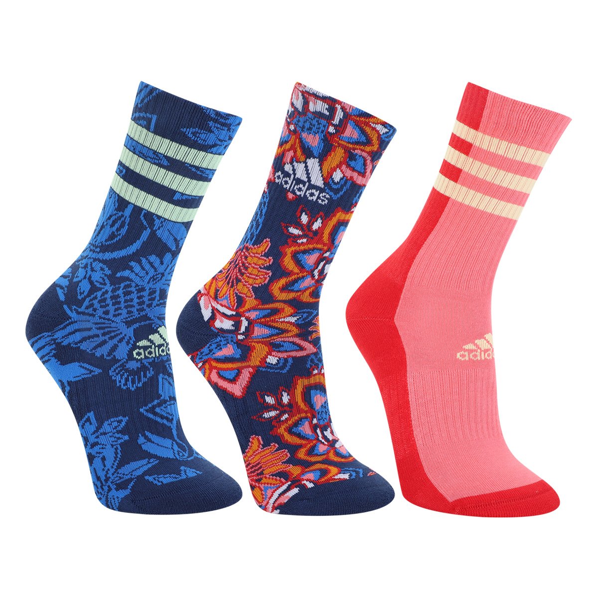 Kit Meia Adidas Farm Cano Alto 3 Pares - Azul+Laranja Menor preço em Kit Meia Adidas Farm Cano Alto 3 Pares - Azul+Laranja