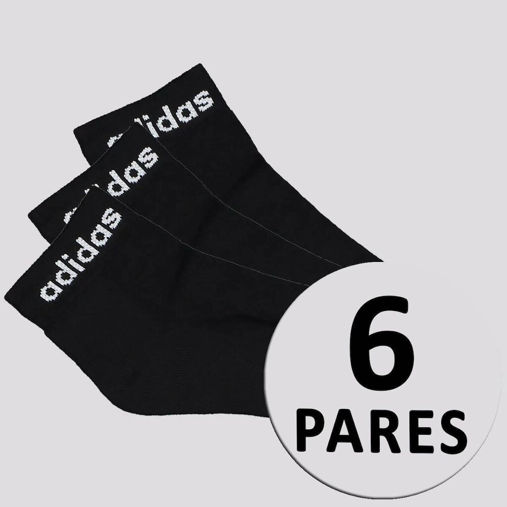 Kit Meia Adidas Logo Linear Ankle 6 Pares Preto