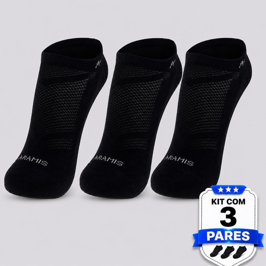 Kit Meia Aramis Sapatilha 3 Pares Masculino