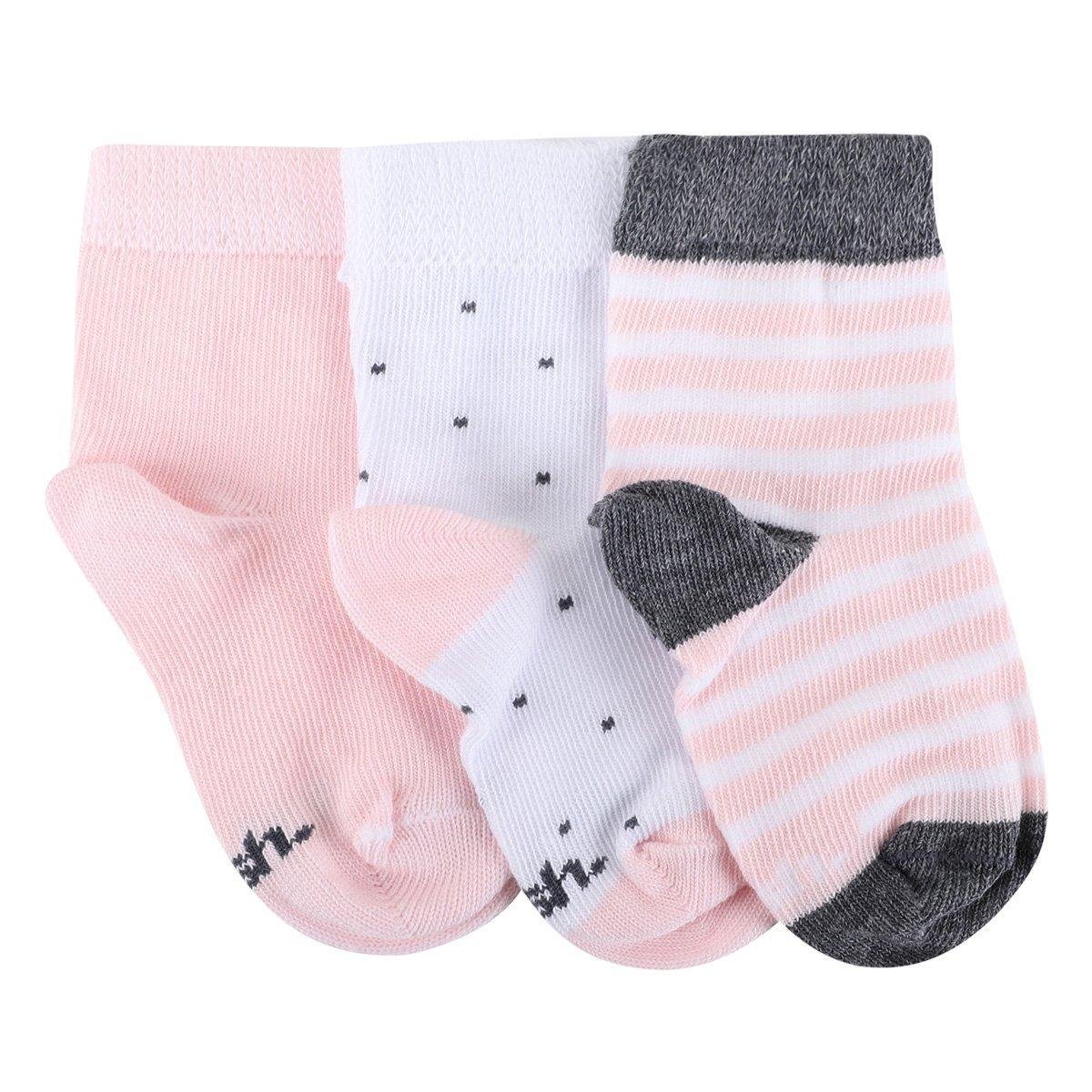 Kit Meia Bebê Mash Cano Médio Listras Poás Menina - Rosa+Branco Menor preço em Kit Meia Bebê Mash Cano Médio Listras Poás Menina - Rosa+Branco