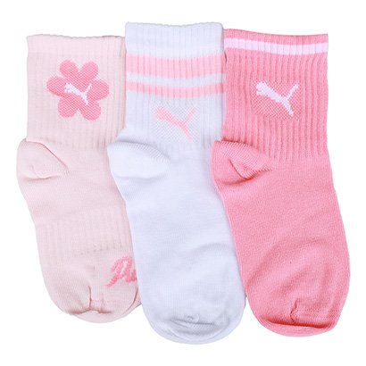 Kit Meia Cano Longo Infantil Puma C/ 3 Pares Menina - Feminino