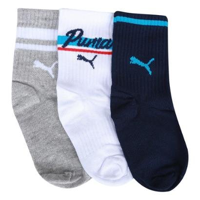 Kit Meia Cano Longo Infantil Puma C/ 3 Pares Menino - Masculino