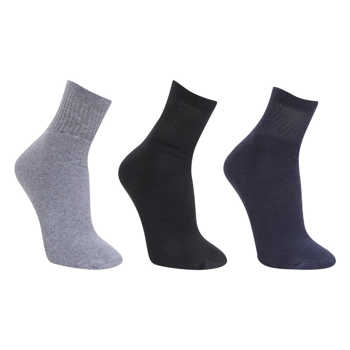 Kit Meia Cano Médio Cia da Meia Esportiva Masculina 3 Pares - Preto+Cinza Menor preço em Kit Meia Cano Médio Cia da Meia Esportiva Masculina 3 Pares - Preto+Cinza