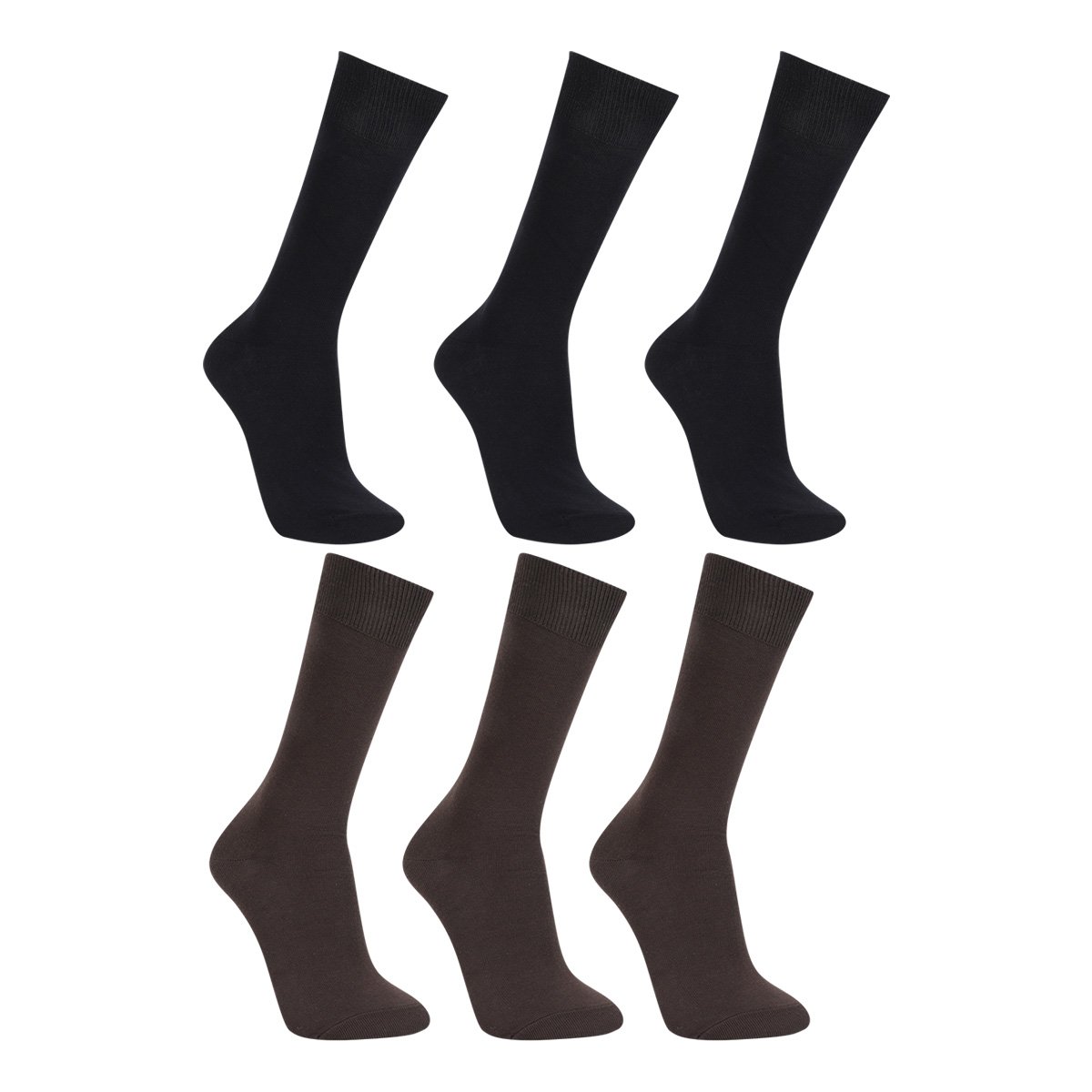 Kit Meia Casual Cano Longo Mash Mista Lisa Masculina 6 Pares - Preto+Marrom Menor preço em Kit Meia Casual Cano Longo Mash Mista Lisa Masculina 6 Pares - Preto+Marrom
