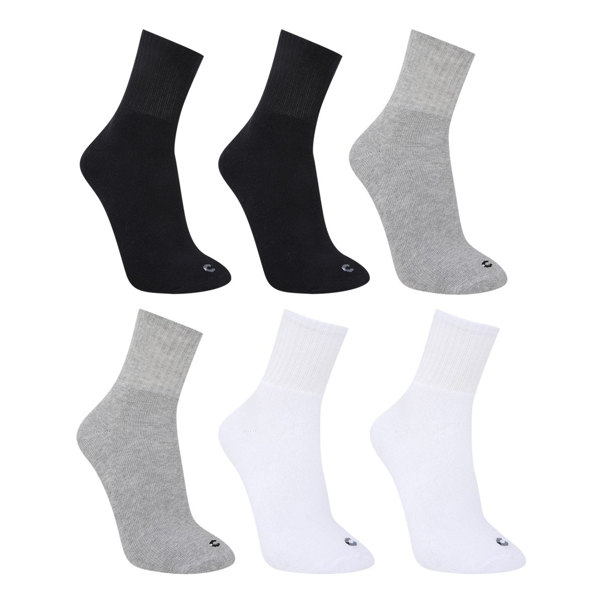 Kit Meia Cia da Meia Cano Médio Feminino - 6 Pares - Branco+Preto Menor preço em Kit Meia Cia da Meia Cano Médio Feminino - 6 Pares - Branco+Preto
