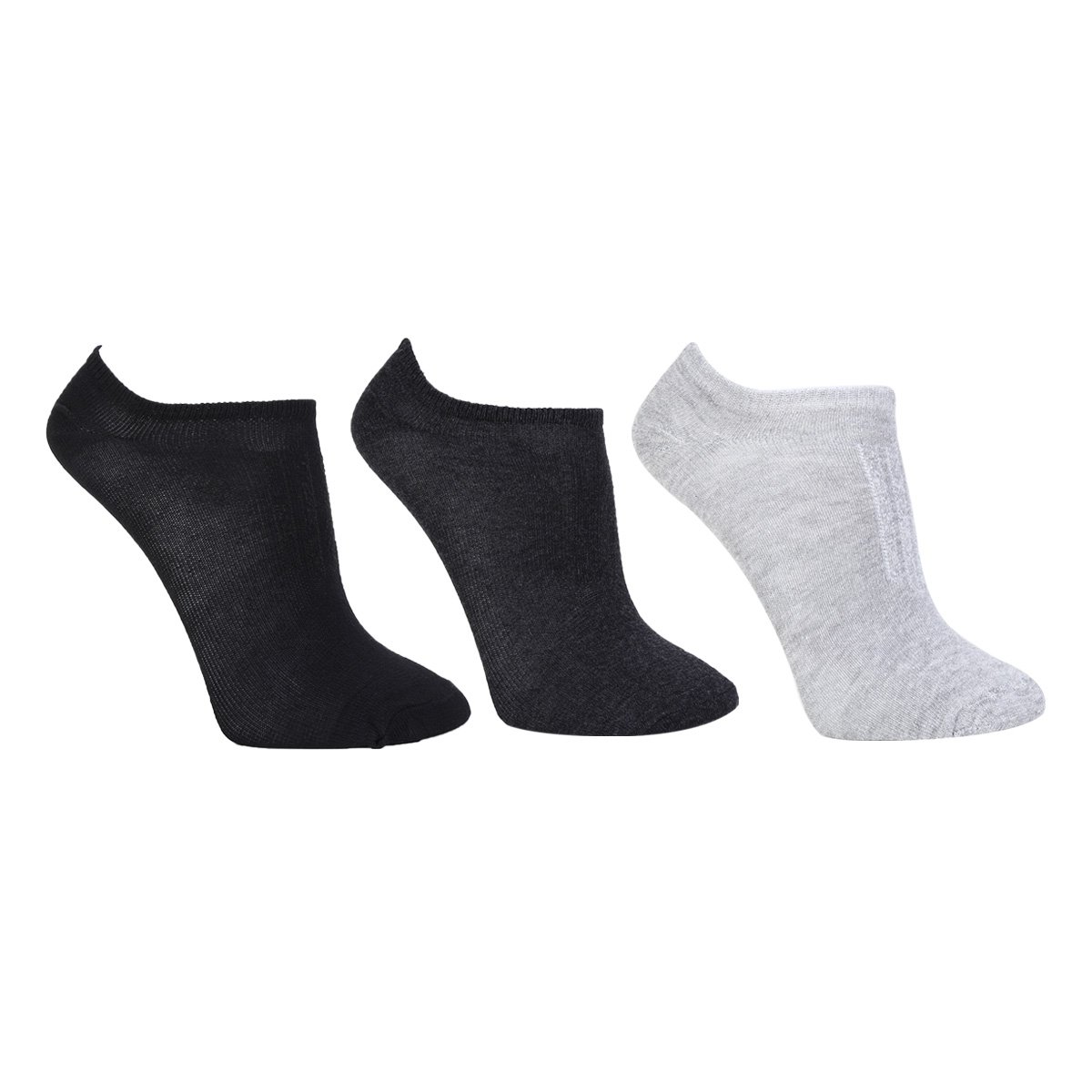 Menor preço em Kit Meia Cia da Meia Invisível com Retenção 3 Peças Masculino - Preto+Cinza