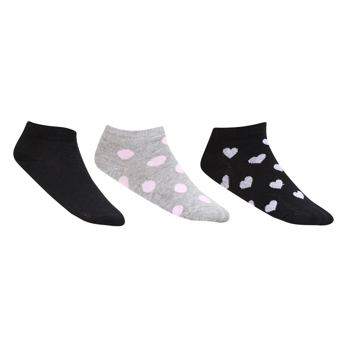 Kit Meia Infantil Cia da Meia Cano Curto Básica Com 3 Pares Feminina - Preto+Cinza Menor preço em Kit Meia Infantil Cia da Meia Cano Curto Básica Com 3 Pares Feminina - Preto+Cinza