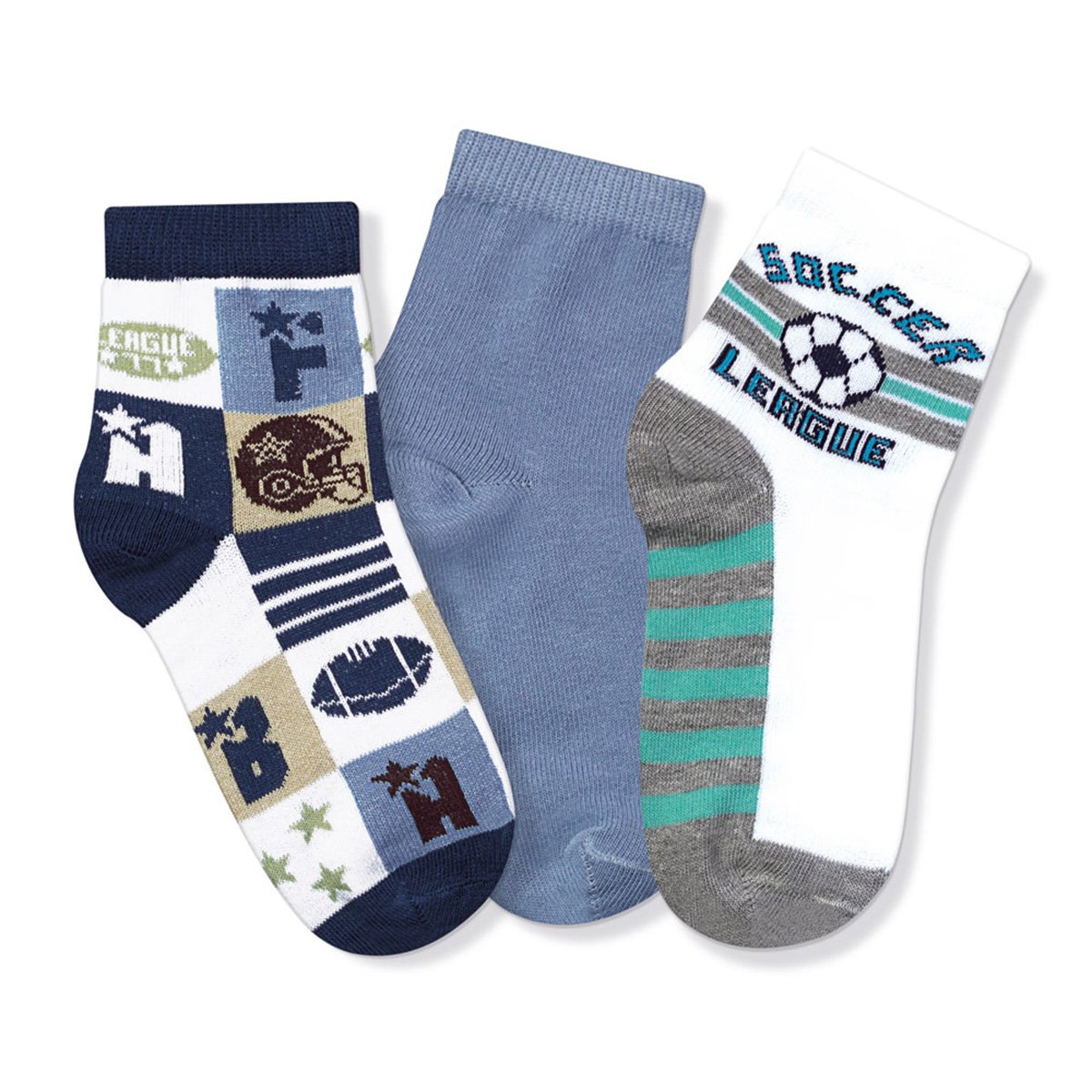 Kit Meia Infantil Cia Da Meia Cano Curto Estampadas Com 3 Pares Masculina - Azul+Branco Menor preço em Kit Meia Infantil Cia Da Meia Cano Curto Estampadas Com 3 Pares Masculina - Azul+Branco
